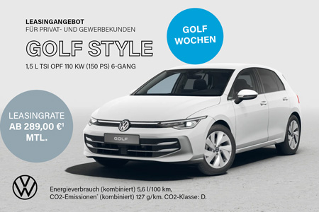 VW Golf Style 1,5 l TSI Privat- und Gewerbekunden